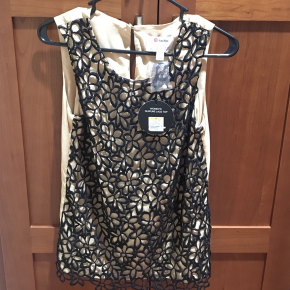 Neiman Marcus LelaRose Black and Nude Lace Tank - Picture 1 of 4