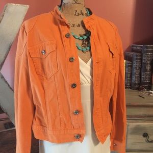 Orange denim jacket