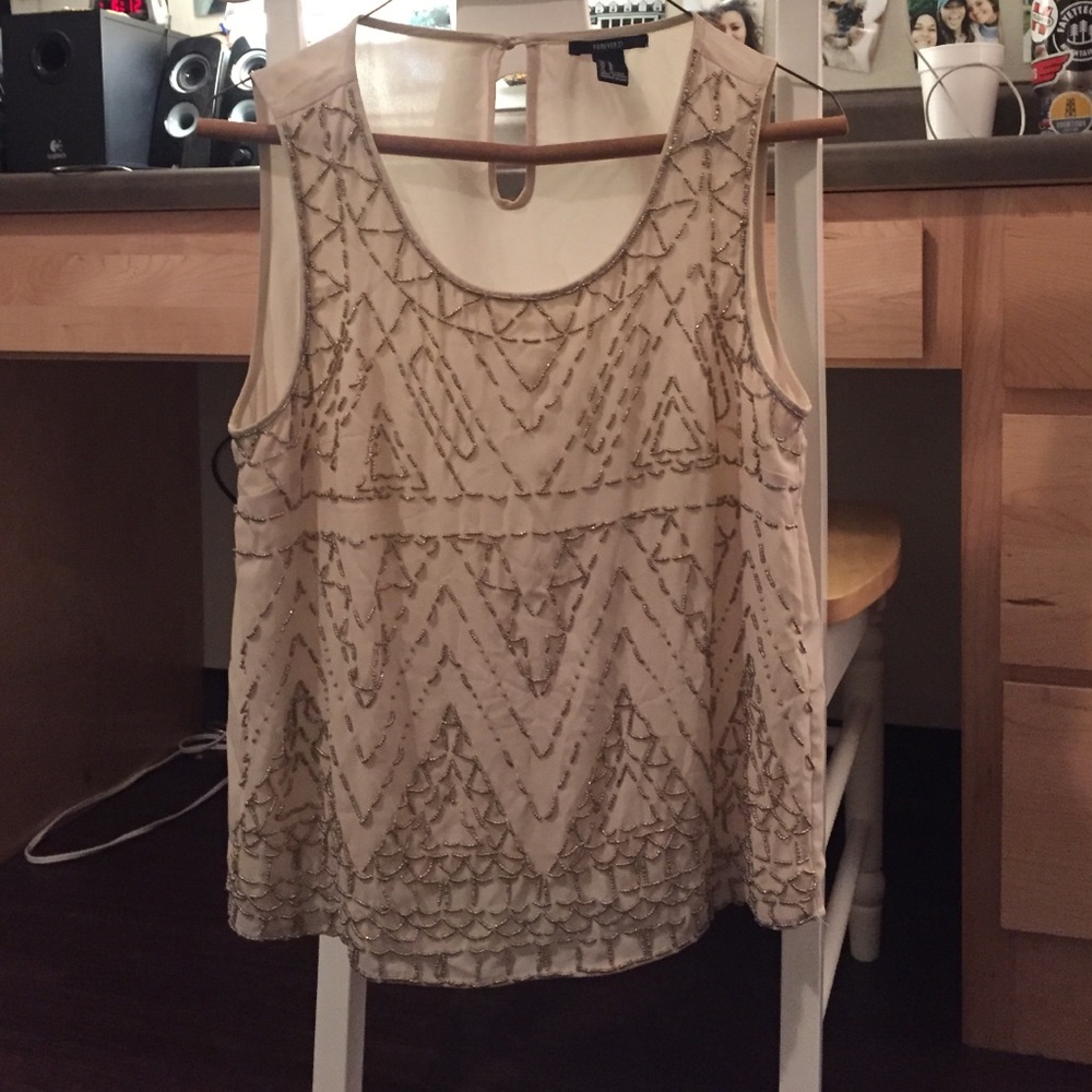 Beaded short sleeve blouse