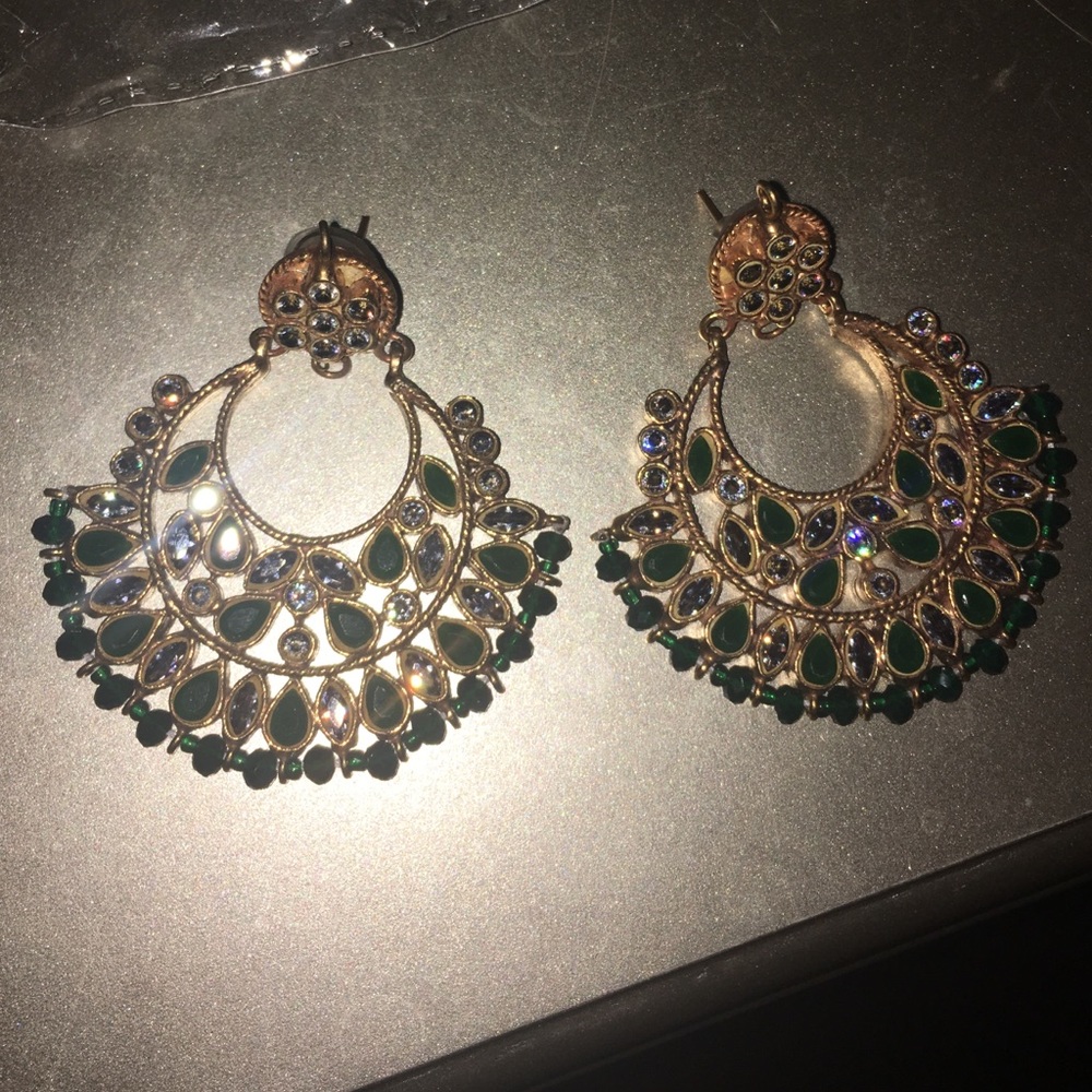 Gorgeous Bollywood style green earrings