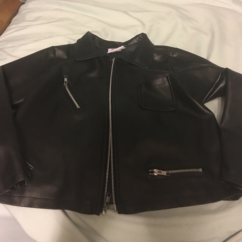 Children's faux leather bomber jacket