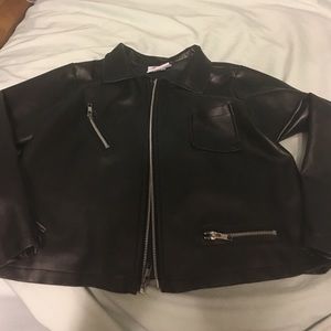 Children's faux leather bomber jacket