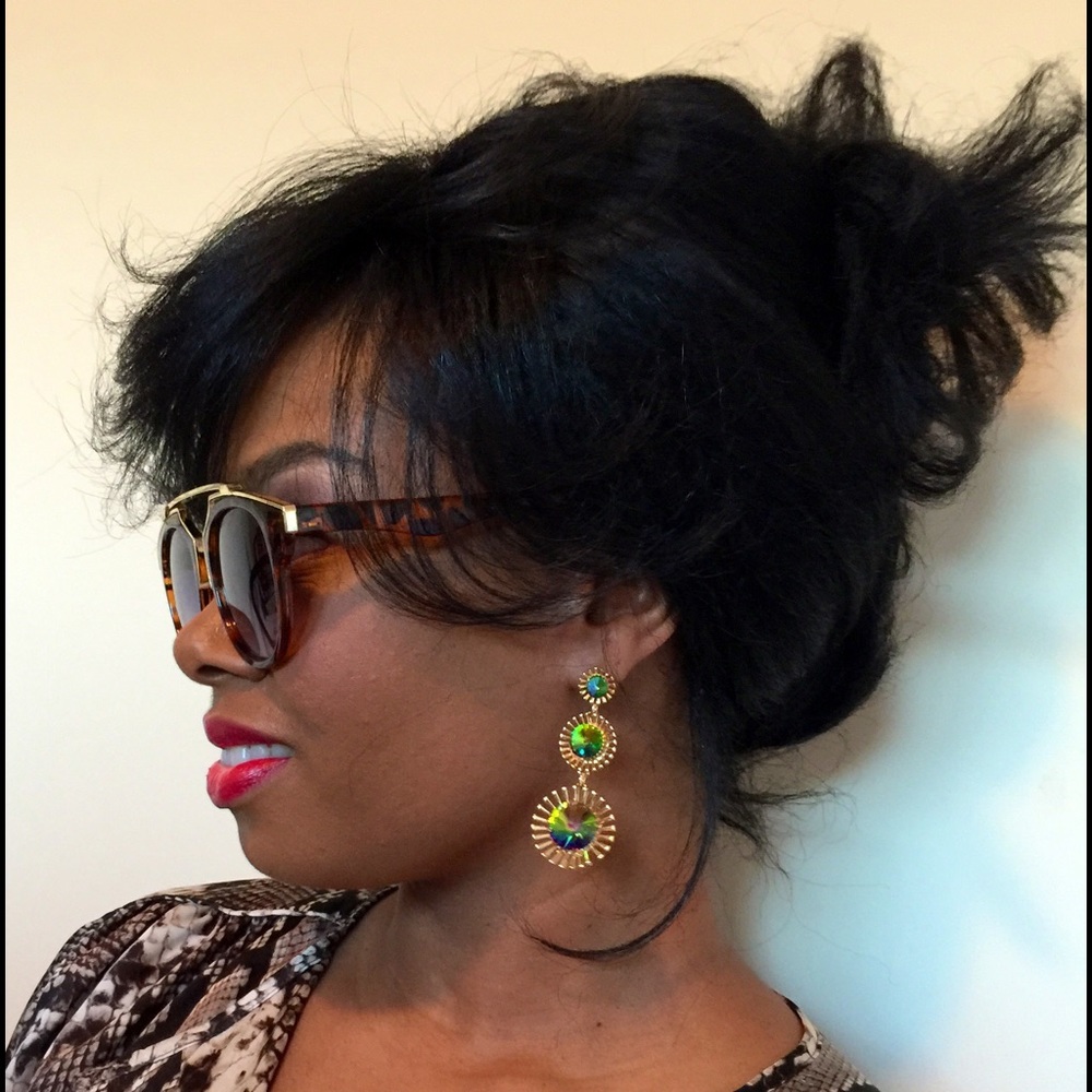 Tiered Sparkle Statement Earrings - Picture 3 of 4