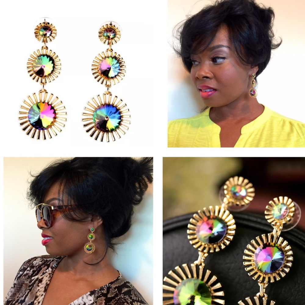 Tiered Sparkle Statement Earrings - Picture 2 of 4