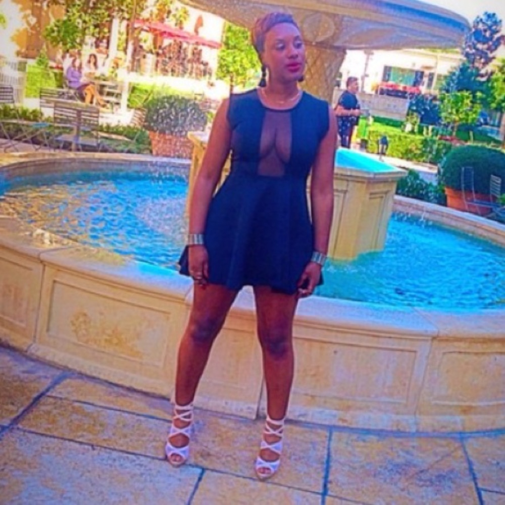 Mesh Cut Out Mini Cocktail Dress