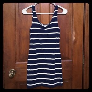 Navy and white striped dress