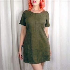 Dresses - Faux Suede Olive Dress Dresses - Faux Suede Olive Dress