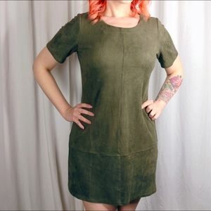 Dresses - Faux Suede Olive Dress Dresses - Faux Suede Olive Dress