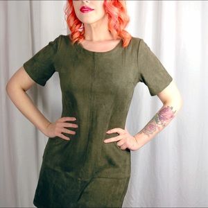 Dresses - Faux Suede Olive Dress Dresses - Faux Suede Olive Dress
