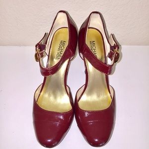 Michael Kors patent leather burgundy platform