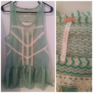 Free people lace tank green/white