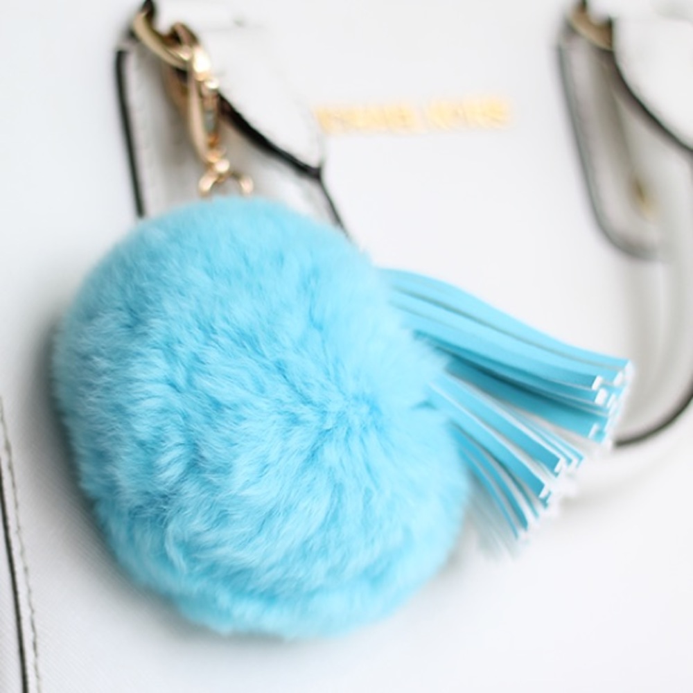Pom Pom Bag Charm/Keychain with Tassel BLUE