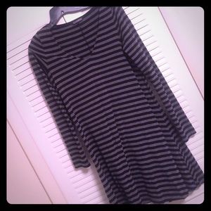 Express Black & Gray Striped Tunic Dress