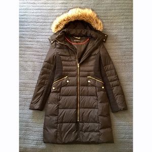 Long Down Coat w Removable Fur Hood •[SIZE S]•