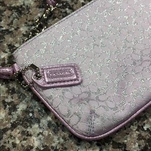 Authentic Coach Metallic Lavender Wristlet