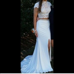 Two piece white prom dress size 4