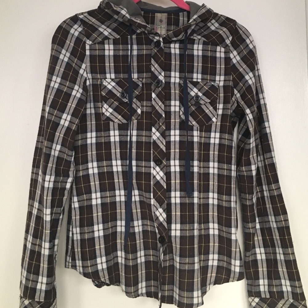 Lumbersexual hooded flannel