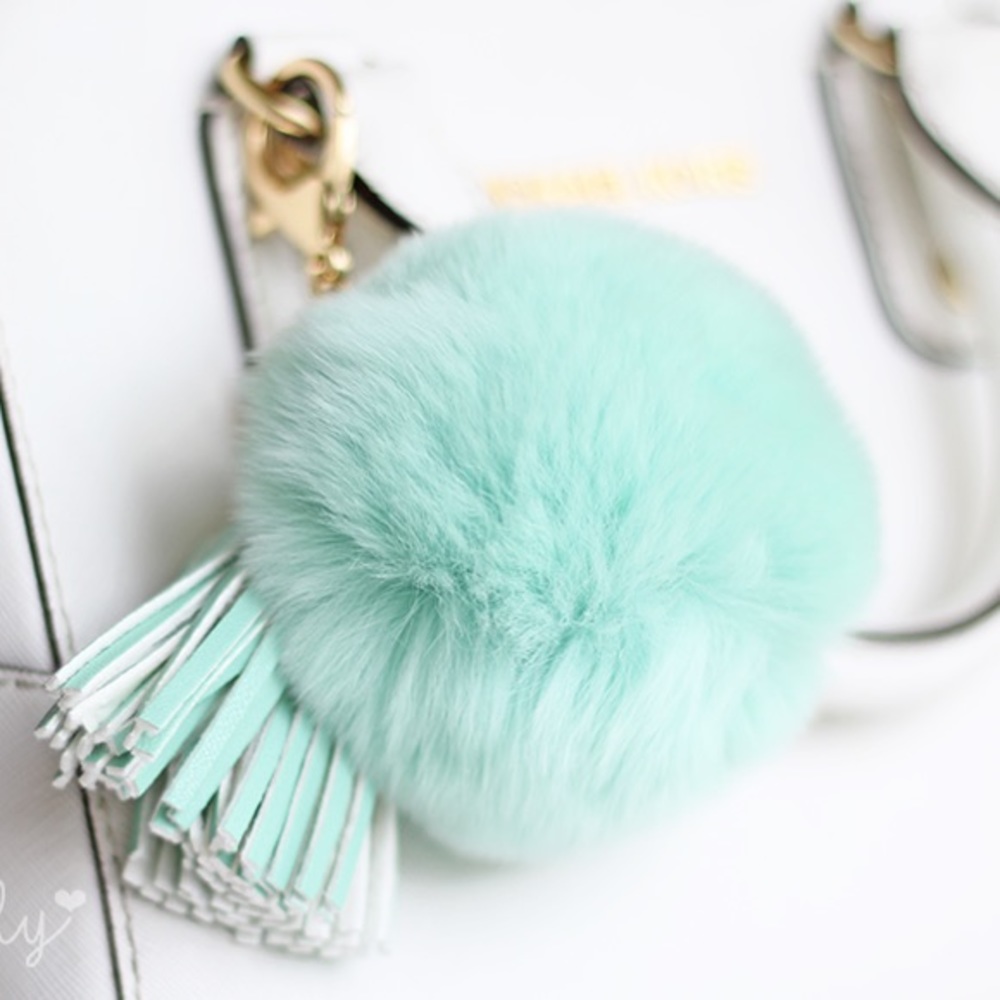 Pom Pom Bag Charm/Keychain with Tassel MINT GREEN