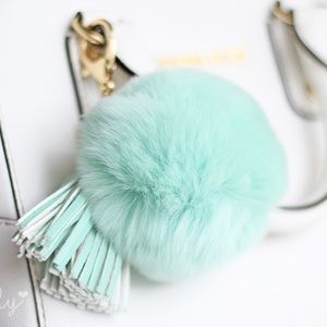 Pom Pom Bag Charm/Keychain with Tassel MINT GREEN