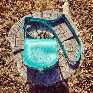 Small Turquoise Crossbody Purse w Western Detail