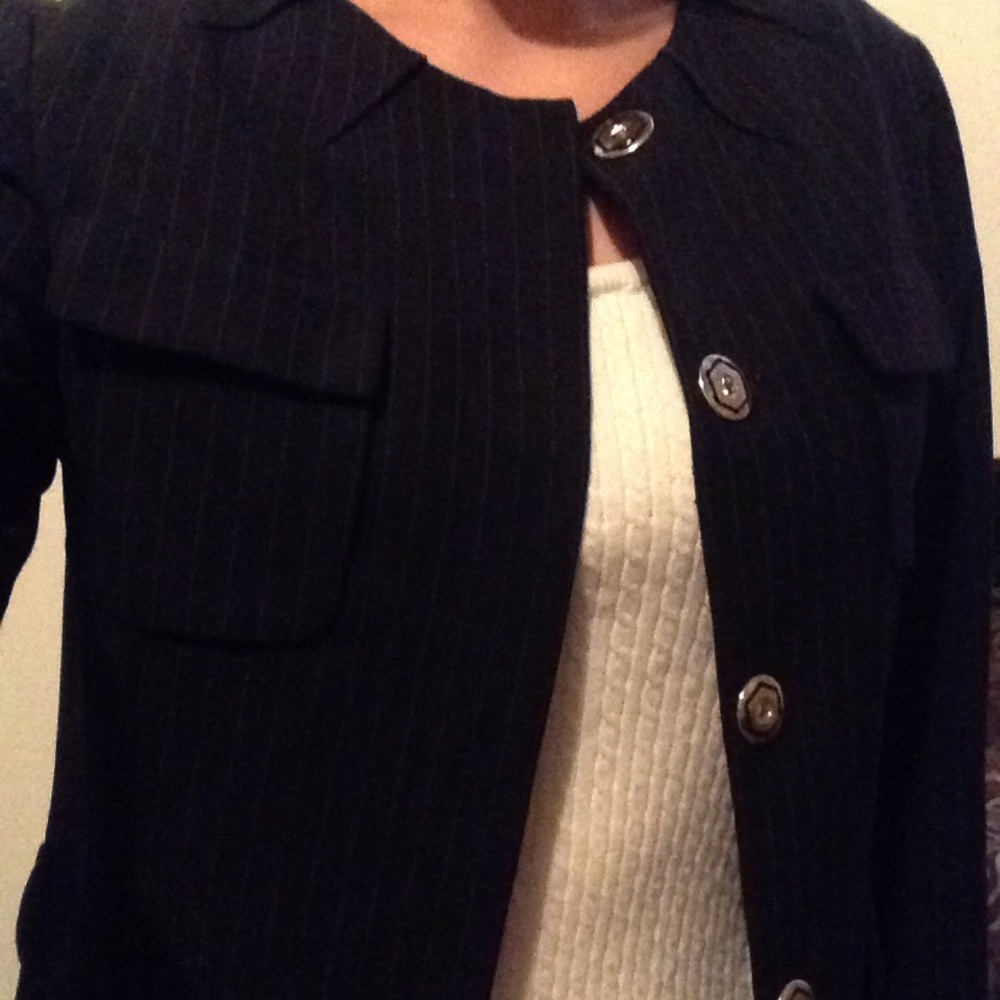 Michael Kors Navy blue pinstripe 4 pocket blazer