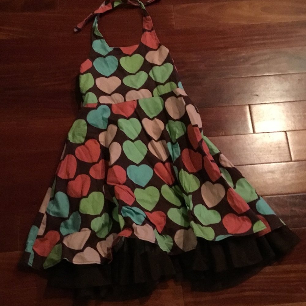 Girls sz 6 rare editions halter dress w/ hearts