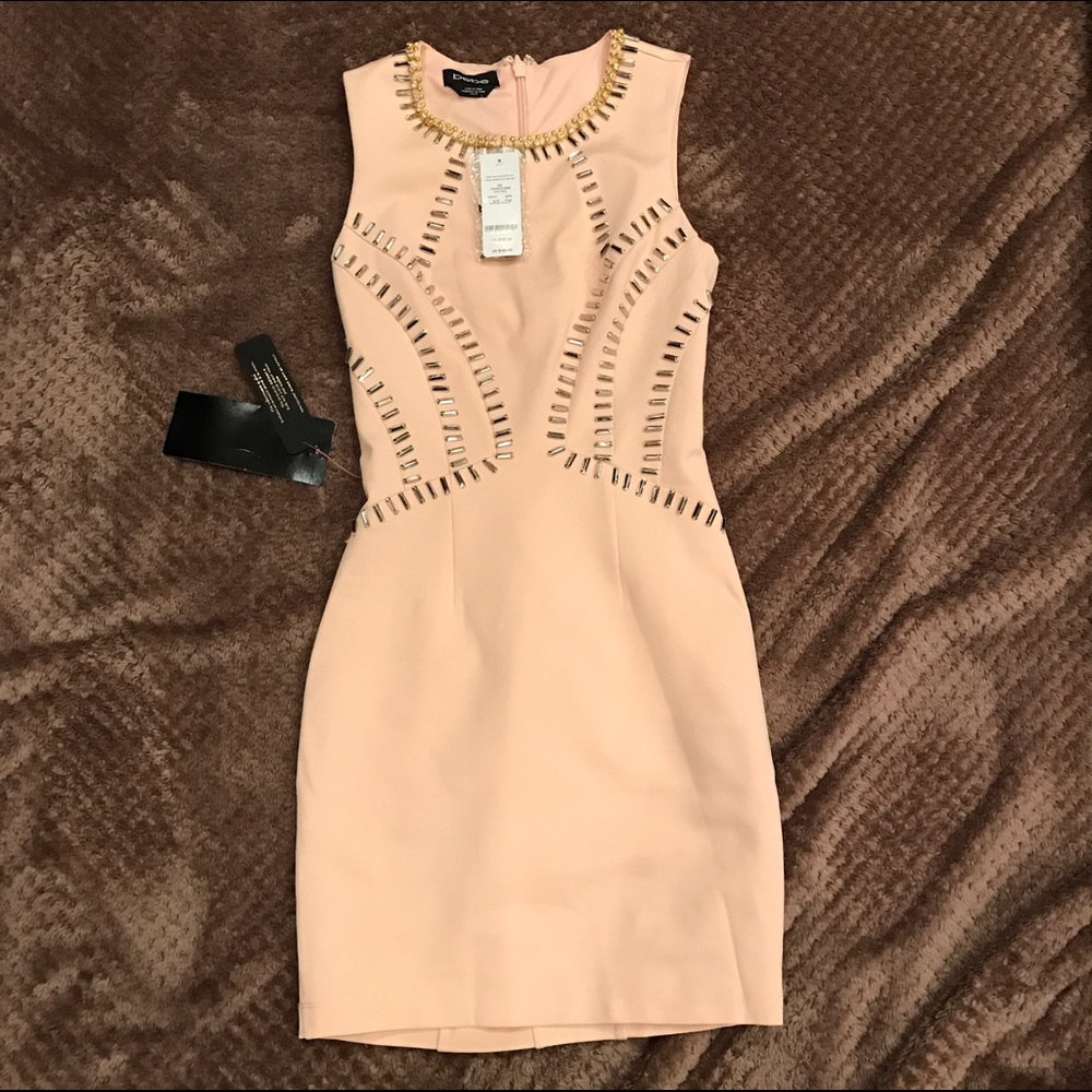 Bebe Blush Hand Embellished Mini Dress