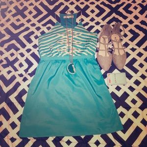 ✨Francesca's Collections Teal Halter Dress