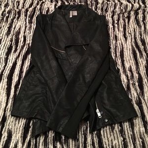 Beautiful Black Waterfall Suede like Jacket