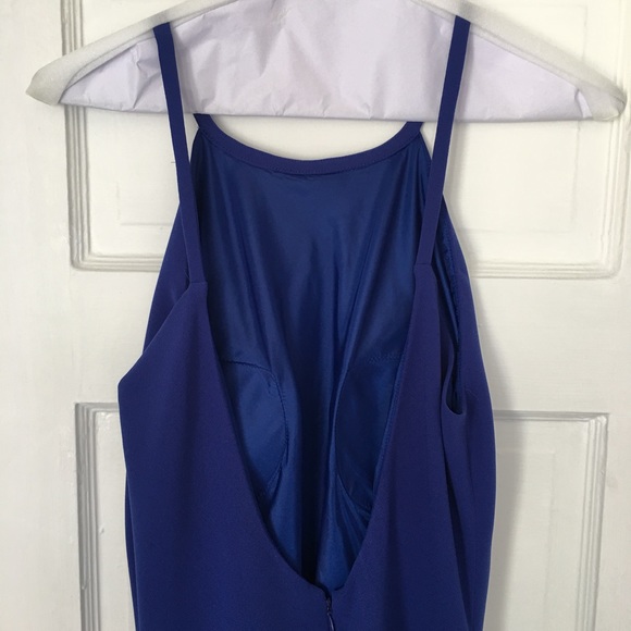 Calvin Klein Cobalt Blue Halter Backless Prom Gown - Picture 3 of 5