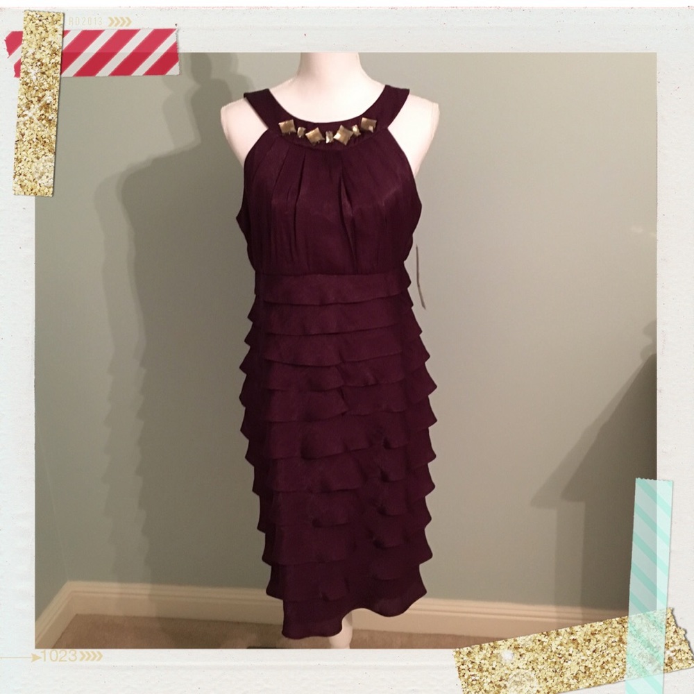 NWT Tiered Purple Halter Dress