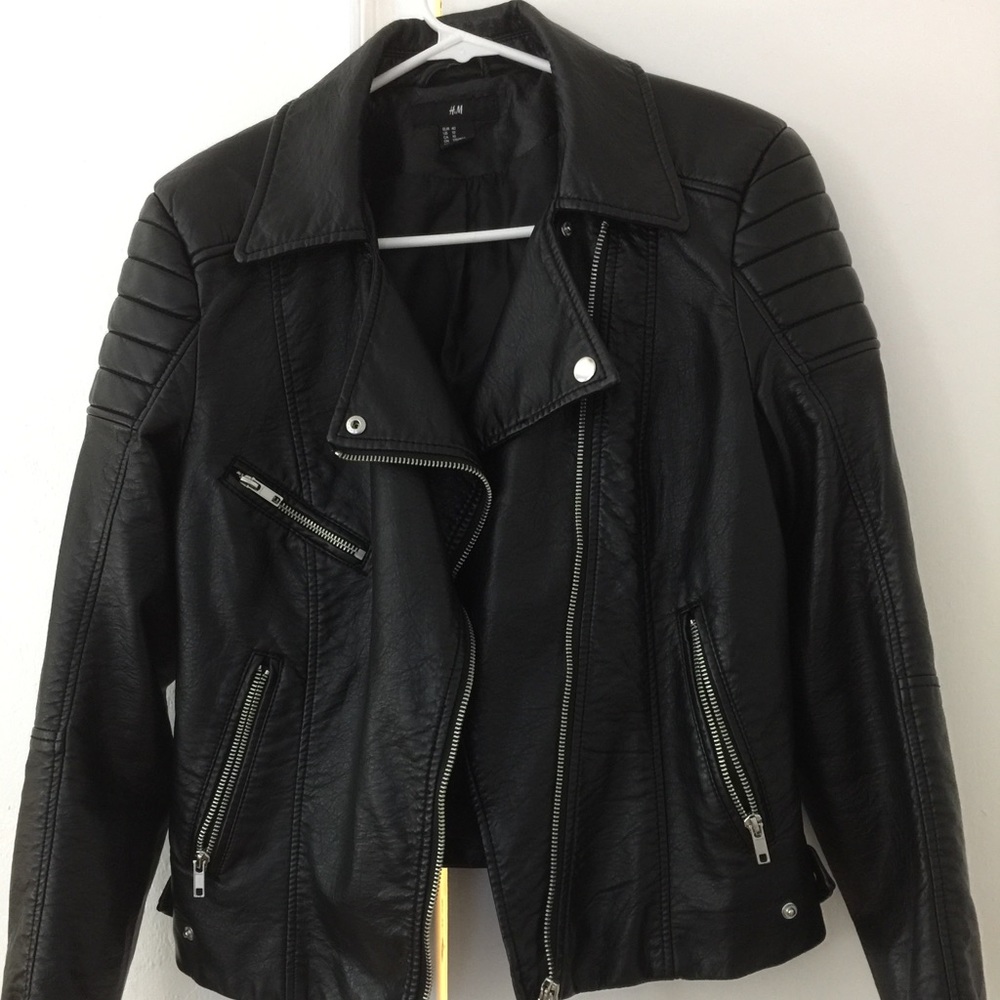 H&M Vegan Fitted Biker Jacket Size 10