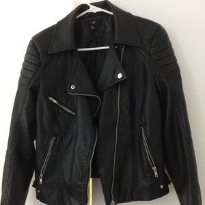 H&M Vegan Fitted Biker Jacket Size 10