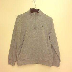 Gray Lacoste Quarter Zip Sweater