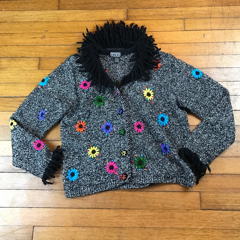 Vintage Berek sweater with flower embroidery