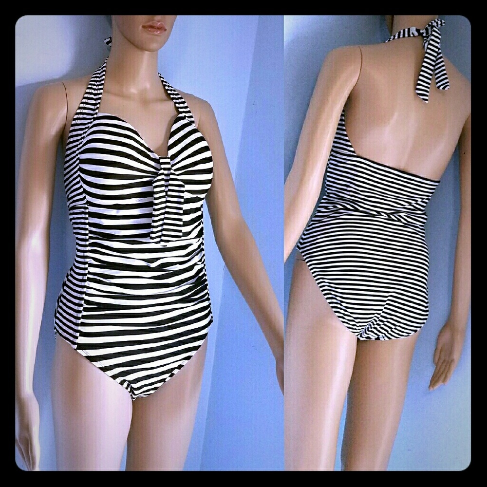 ❤SALE❤ black and white striped monokini