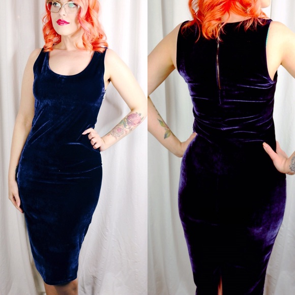 Dresses - Purple Velvet Pencil Dress Dresses - Purple Velvet Pencil Dress
