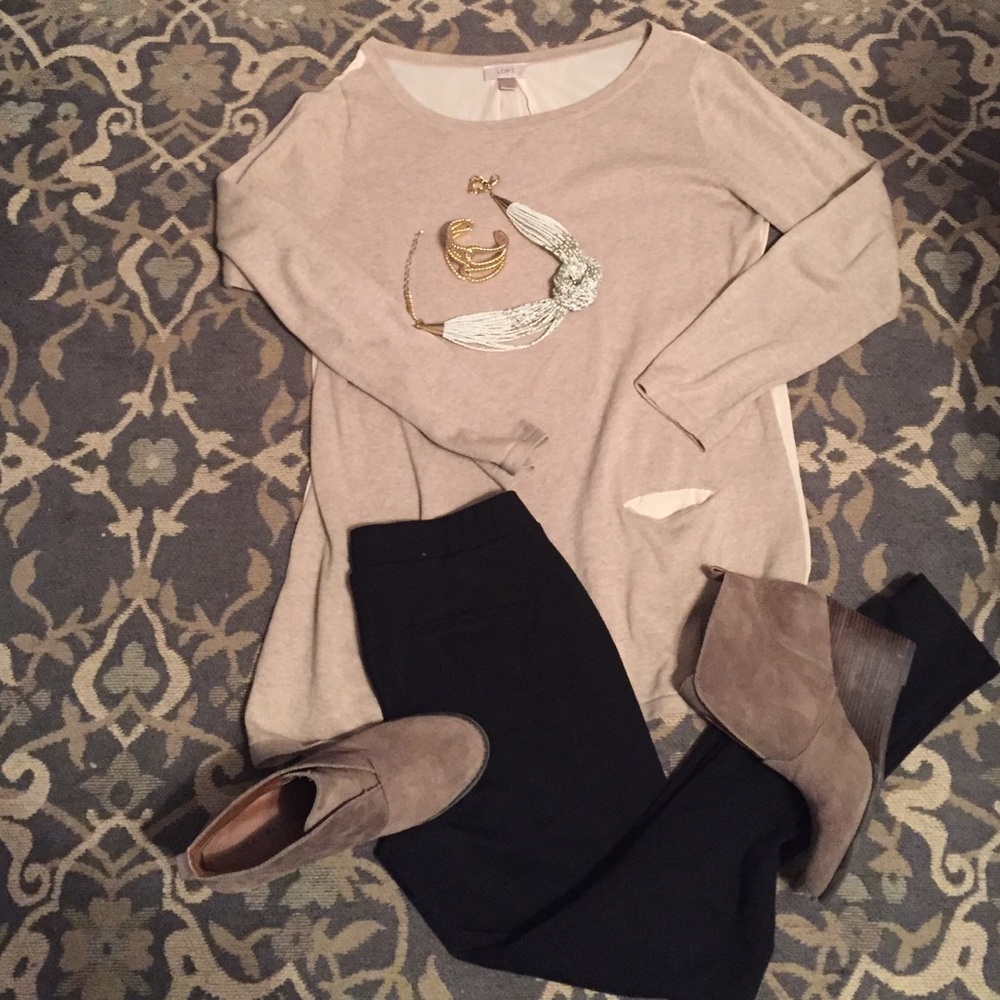 Loft tunic with sheer back and pockets