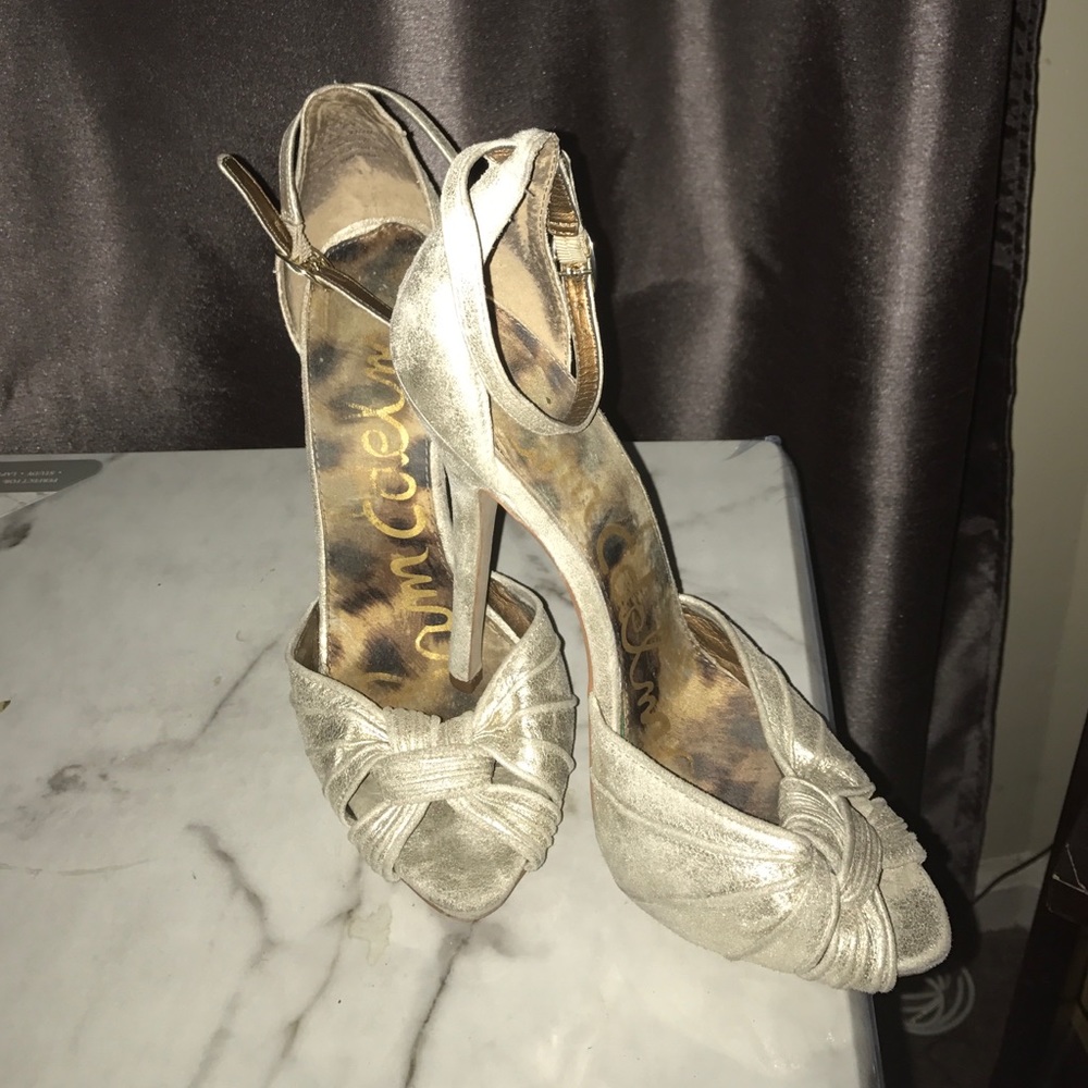 Gold heel with ankle strap