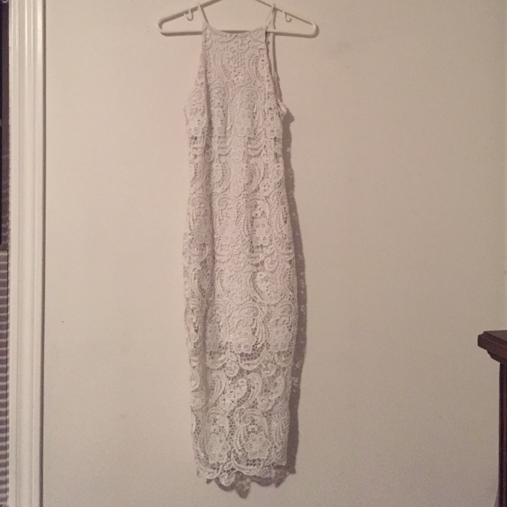 White lace dress with halter top