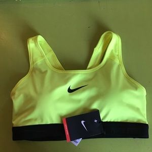 NWT Neon Yellow Nike Med Support Sports Bra