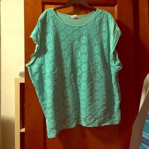 Aqua Crochet Detail Tee