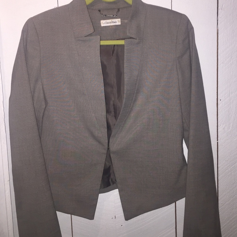 Grey Calvin Klein open front blazer