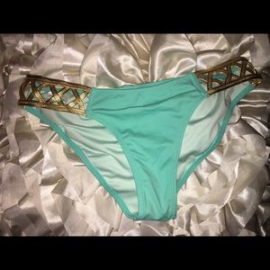 Victoria's Secret bikini bottoms teal & gold