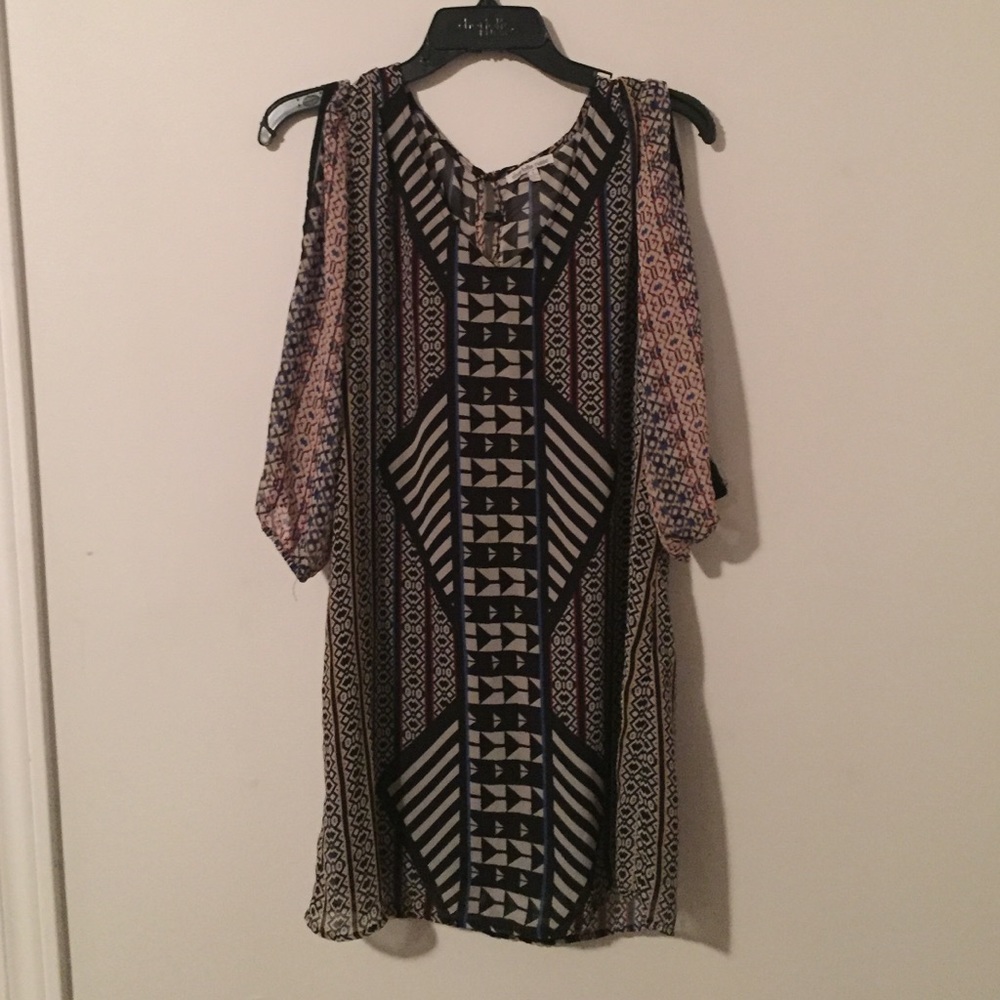 Tribal t shirt dress with slits in arms