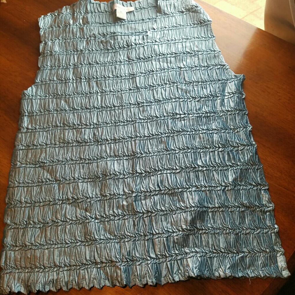 Dress Barnes XL Blue Satin Puckered Texture