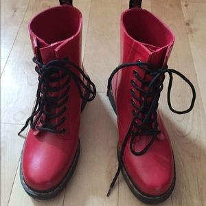 Red Doc Martens Rainboots
