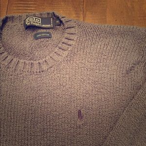 Men's Polo Blue Cotton Sweater Size Medium