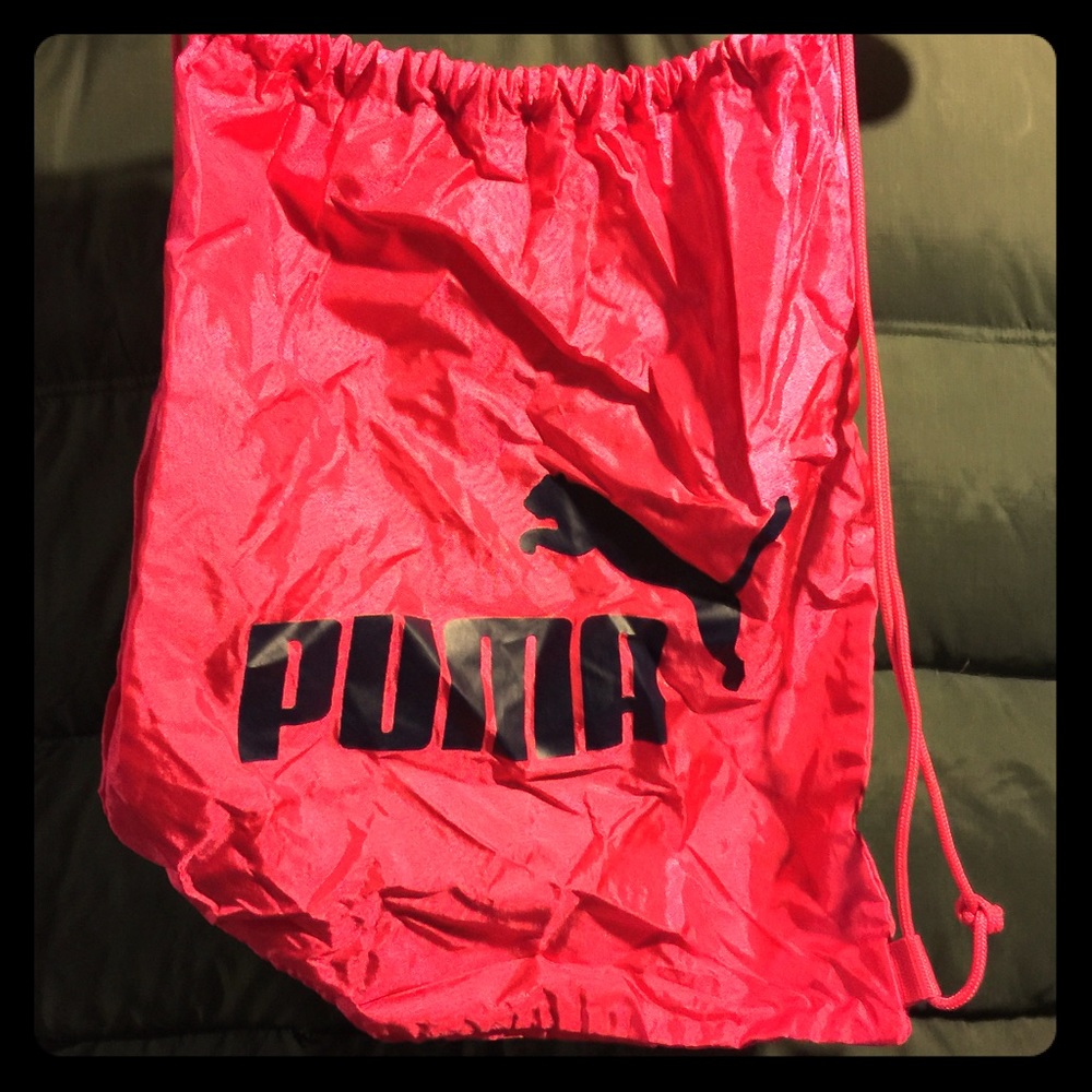 Hot pink puma drawstring backpack