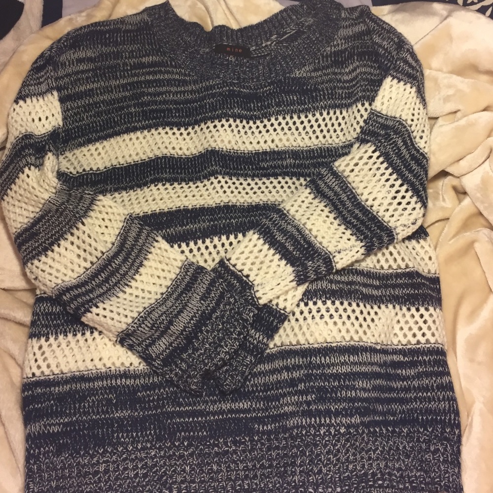 Navy and white striped sweater